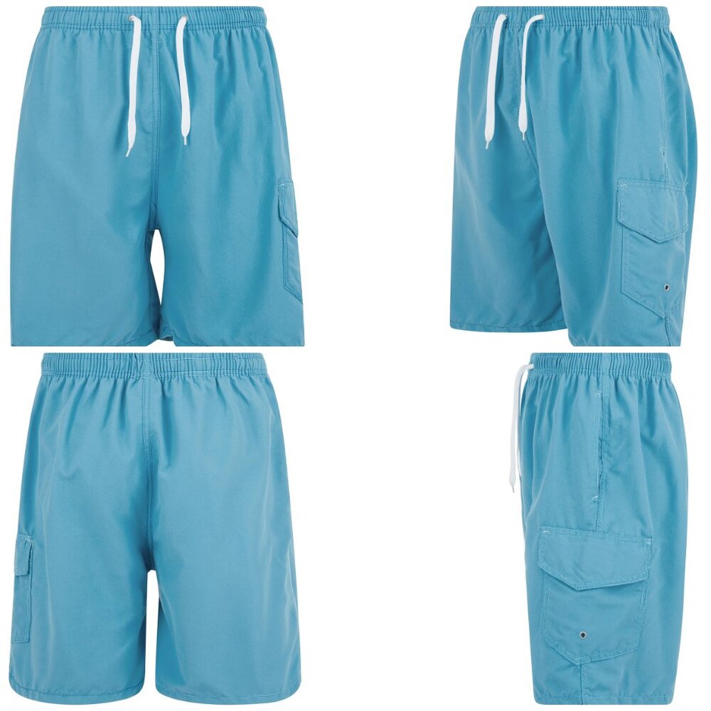 Men's Swimming Trunks, Swim Shorts, 1 Pocket Cargo Swimwear, Sea Foam